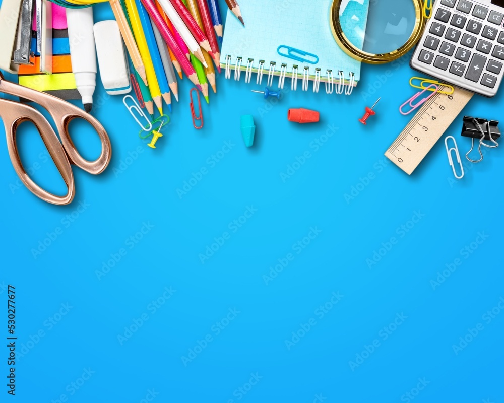 Canvas Prints School supplies on background. Back to school concept.