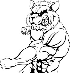 Raccoon mascot fighting