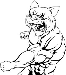 Wildcat mascot fighting