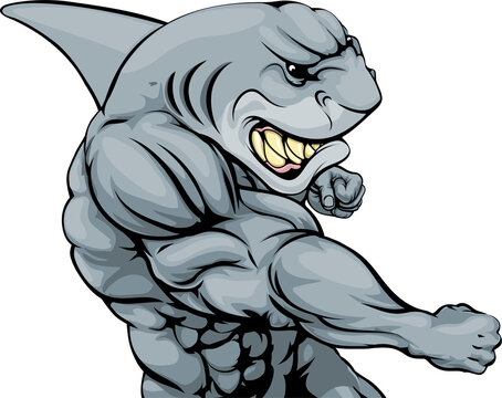 Punching shark mascot