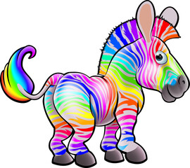 Fototapeta premium Cartoon Rainbow Zebra