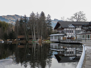 house with reflection on the lake