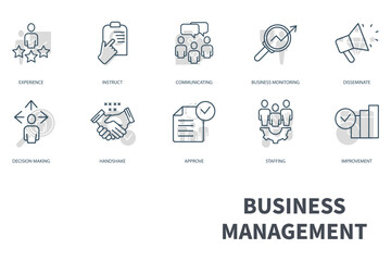 Business Management icons set. Set of editable stroke icons.Vector set of Business Management 
