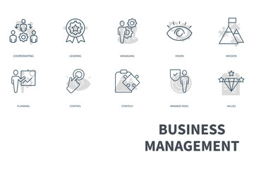 Business Management icons set. Set of editable stroke icons.Vector set of Business Management 
