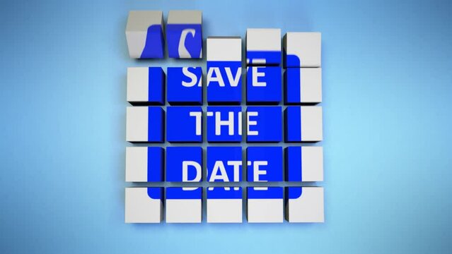 Save the date - cube assembly video animation. High quality video intro outro.
