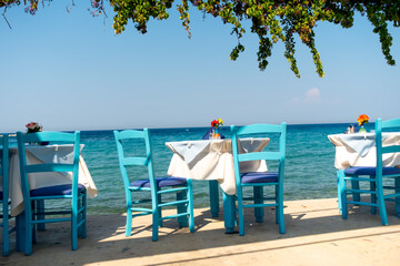 colorful chairs by the wharf