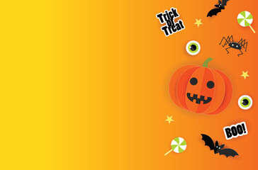 Halloween paper cut Background Vector Illustration. Halloween spooky Design. Halloween banner.