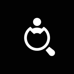 Search Job Icon On Black Background, vector template