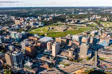 Fotobehang Halifax Nova Scotia, Canada, September 2022,  aerial view of Downtown Halifax with modern buildings and Citadel Hill with the famous Halifax Citadel © Mario Hagen