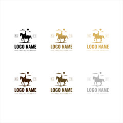 Horse Rider Women Logo Luxury Style With Gold Color For Product or Brand