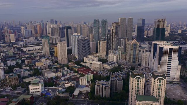 Drone footage of Ortigas Center, one of the Central Business District of Metro Manila Philippines.