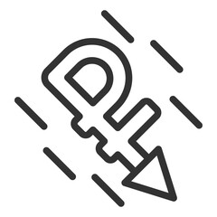 The ruble is going down - icon, illustration on white background, outline style
