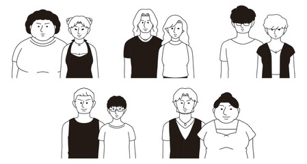 カップル、兄妹兼用人物セット