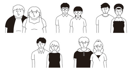 カップル、兄妹兼用人物セット