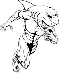Fototapeta premium Shark sports mascot running