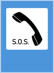 Emergency telephone number. Road sign. Vector image.