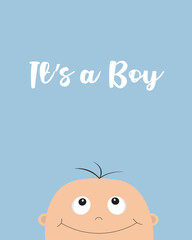 Its a boy. Kid face looking up. Cute cartoon character