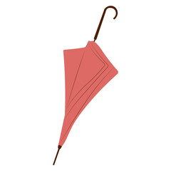 vector illustration of a closed folded umbrella in flat style. Umbrella in autumn boho colors.