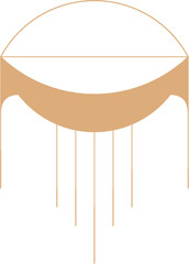 Minimal Macrame Illustration. Boho Line Decorative Vector Element