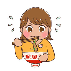 ラーメンを食べる女性