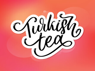 Naklejka premium Turkish traditions of tea ceremony. Tea time. Decorative elements for your design. Vector Illustration with oriental cup on white background.