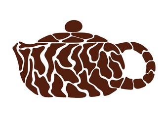 Stylized clay teapot. Chinese tee ceremony.