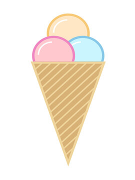 Ice cream illustration, colorful flat simple ice cream icon illustration.