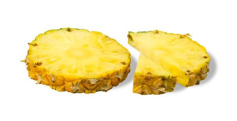 Pineapple slice isolated. Pineapple on white With clipping path