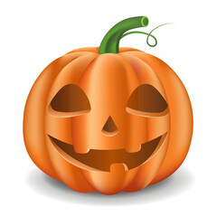 Halloween pumpkin smiles on a white background. Jack-o-lantern. Halloween attribute. Isolated vector illustration.