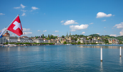 Lake Luzern with City of Luzern, Switzerland.