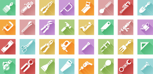 Tool icons flat shadow style