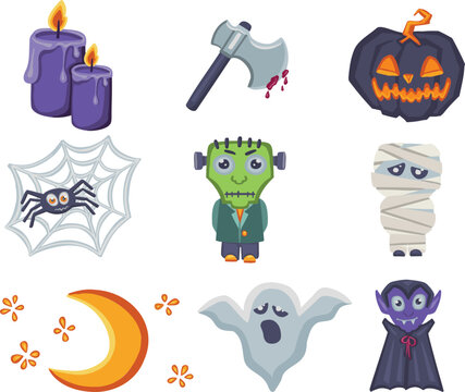 Halloween or horror movie sticker set