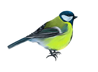 Digital card with wild forest bird. With transparent layer.