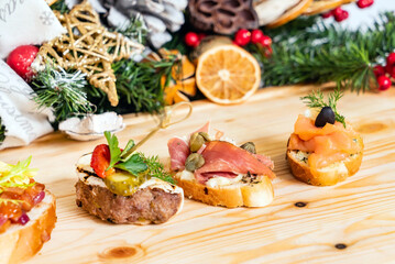 Christmas appetizers on the table