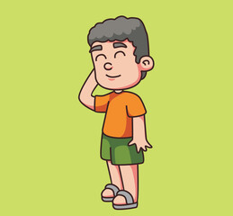 children confuse expression. cartoon illustration isolated