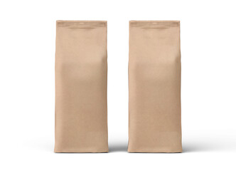 Kraft Paper coffee bag packaging mockup 3d illustration