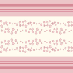 Seamless vector floral pattern with horizontal stripes, ornament, in pastel colors for fabric design