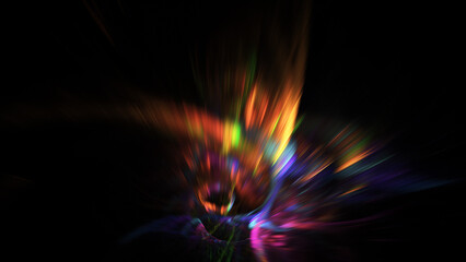 Abstract rainbow lights. Fantastic holiday background. Digital fractal art. 3d rendering.