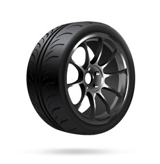 Obraz premium Vector illustration, car wheel, steering wheel realistic 3d icon