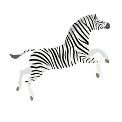 Fototapeta na wymiar Vector flat hand drawn jumping zebra isolated on white background