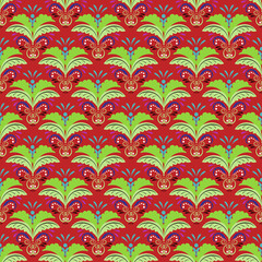 Abstract diagonal twigs on red seamless pattern