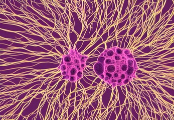Illustration. Virus bodies, detailed macro view.