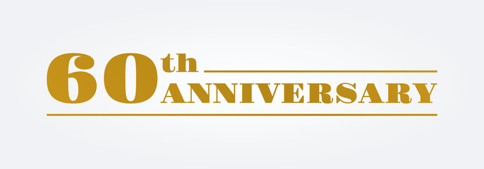 60 years, 60th anniversary logo or icon. Birthday, jubilee, celebrate emblem templae. Celebration, invitation, marriage badge, label or banner design. Vector illustration. © metelsky25