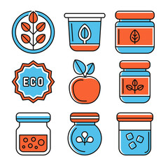 Eco Food Safety Icon Set on White Background. Vector