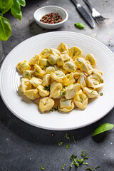 tortellini seafood healthy meal food snack diet on the table copy space food background rustic top view