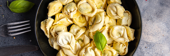 tortellini seafood healthy meal food snack diet on the table copy space food background rustic top view