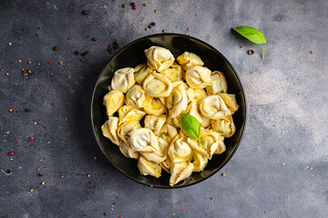 tortellini seafood healthy meal food snack diet on the table copy space food background rustic top view