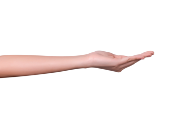 empty female woman hand holding isolated on white