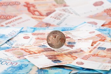 Set of Coins and money banknotes on the desk