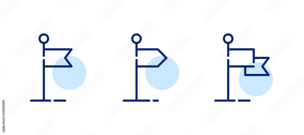 Aufkleber flag map pointer icons. pixel perfect, editable stroke line
